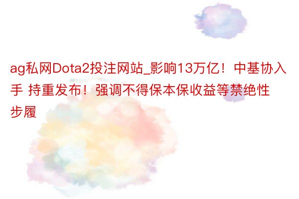 ag私网Dota2投注网站_影响13万亿！中基协入手 持重发布！强调不得保本保收益等禁绝性步履