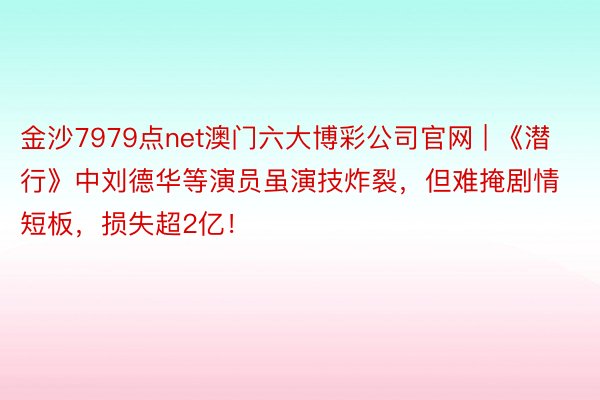 金沙7979点net澳门六大博彩公司官网 | 《潜行》中刘德华等演员虽演技炸裂，但难掩剧情短板，损失超2亿！