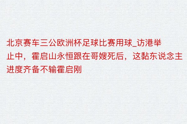 北京赛车三公欧洲杯足球比赛用球_访港举止中，霍启山永恒跟在哥嫂死后，这黏东说念主进度齐备不输霍启刚